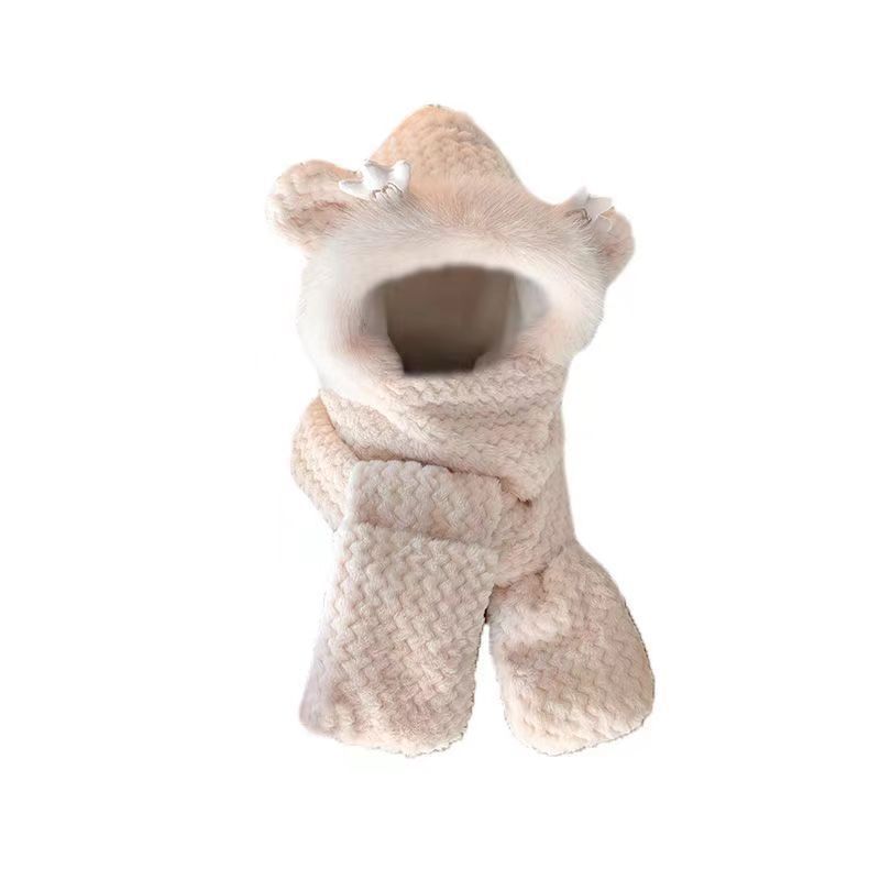 Зимняя милая шапка Dragon Ball для женщин, утолщенные перчатки, шарф, интегрированный шарф, капюшон, плюшевый, универсальный, теплый набор из трех предметов