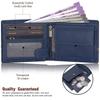 Denial Navy Leather Wallet for Men | Кожаный мужской кошелек с блокировкой RFID | Кошельки мужские из натуральной кожи