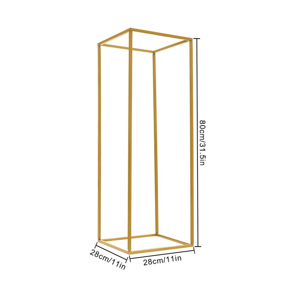 2 PcsGold Wedding Flower Stands, 11x11x31.5 Inch Iron Geometric Decorative Arch for Ceremony Party Birthday Home Decor