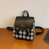 Plaid Backpack Fashionable Versatile Backpack Retro High-value Handbag Single Shoulder Oblique Span Bag College Backpack Plaid