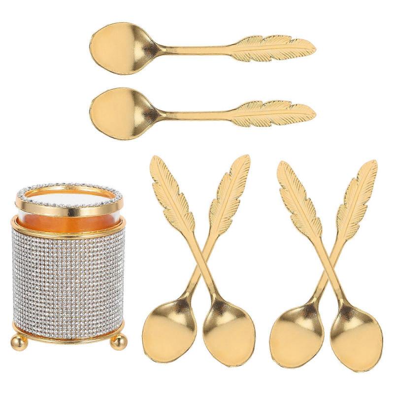 Coffee Spoon with Holder for Mixing 1Set Gold Zinc Alloy Teaspoon