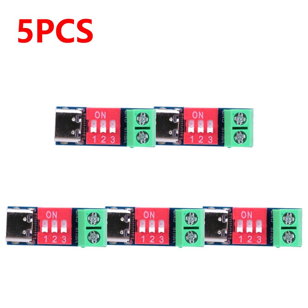 1-5 шт. Плата для тестирования быстрой зарядки PD 5-20 В Регулируемый модуль платы-триггера PD USB Type-C 100 В Разъем напряжения Блок питания Аксессуар