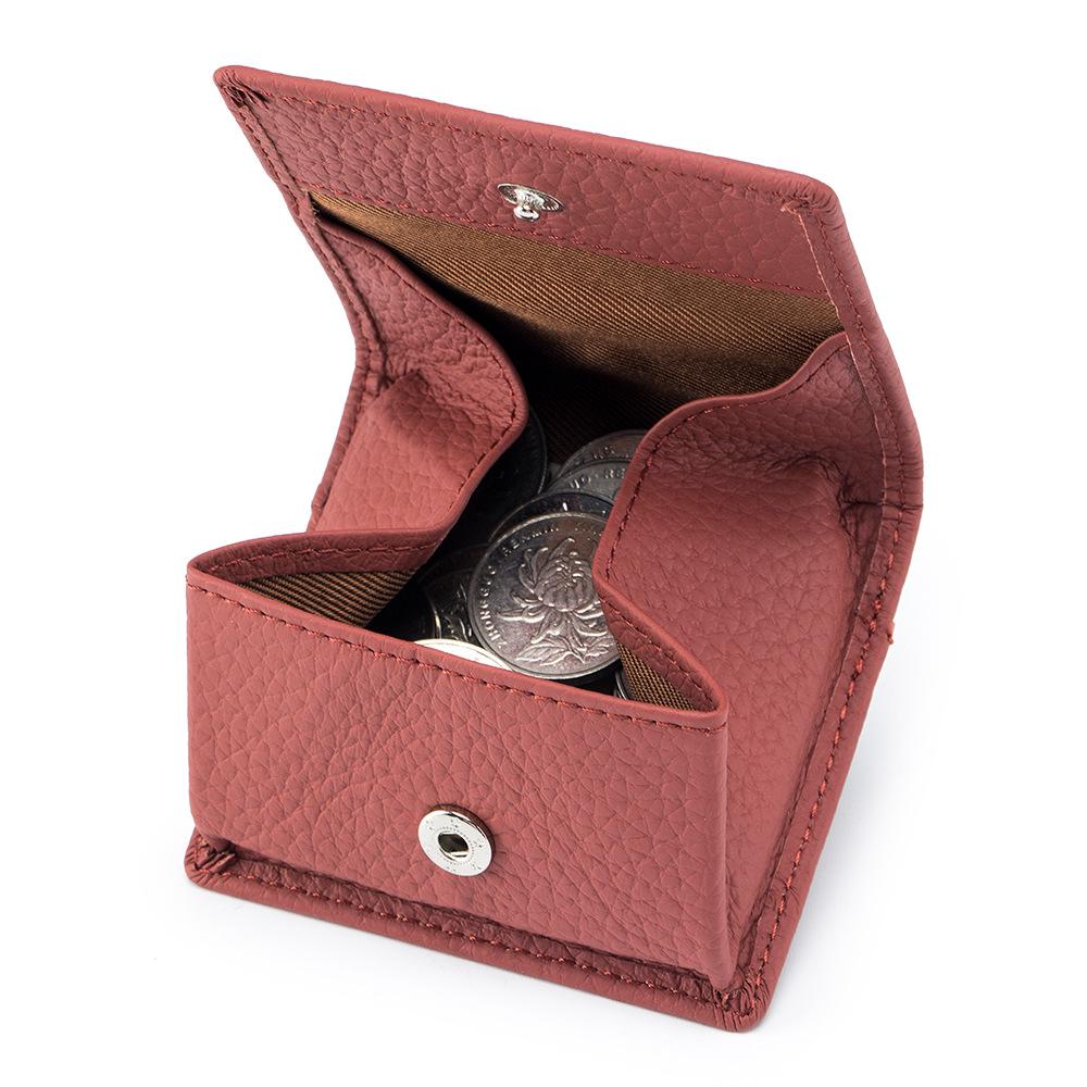Компактный женский кошелек для монет из натуральной кожи - Мини-кошелек из японской коровьей кожи с застежкой-кнопкой