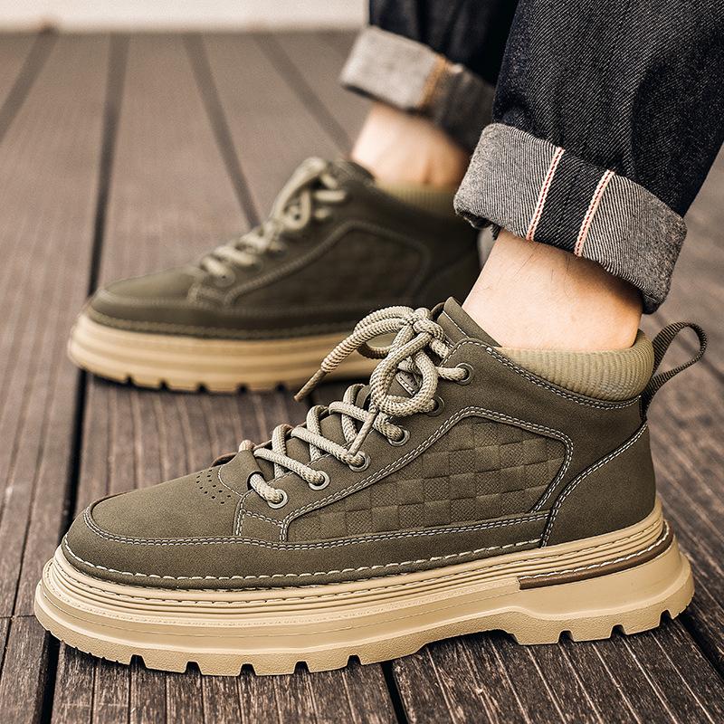 Ботинки мартин мужские туфли 2025 новая осень высокие кожаные туфли на платформе нескользящие рабочие обувь для трудовой защиты уличная спортивная модная обувь