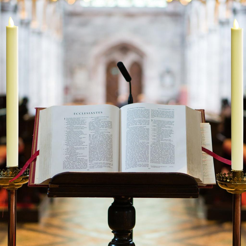 Church White Flickering Flameless LED Paraffin Wax Candle