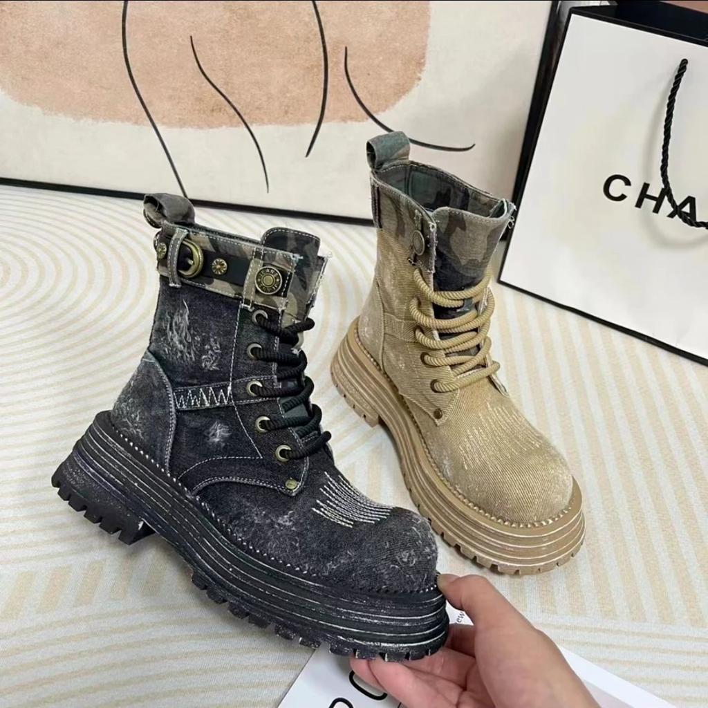 Boots Korean Version Cowboy Boots Retro Martin Boots Breathable Short Boots Summer Thick-soled Women's Boots British Style Tooling Single Tide Boots