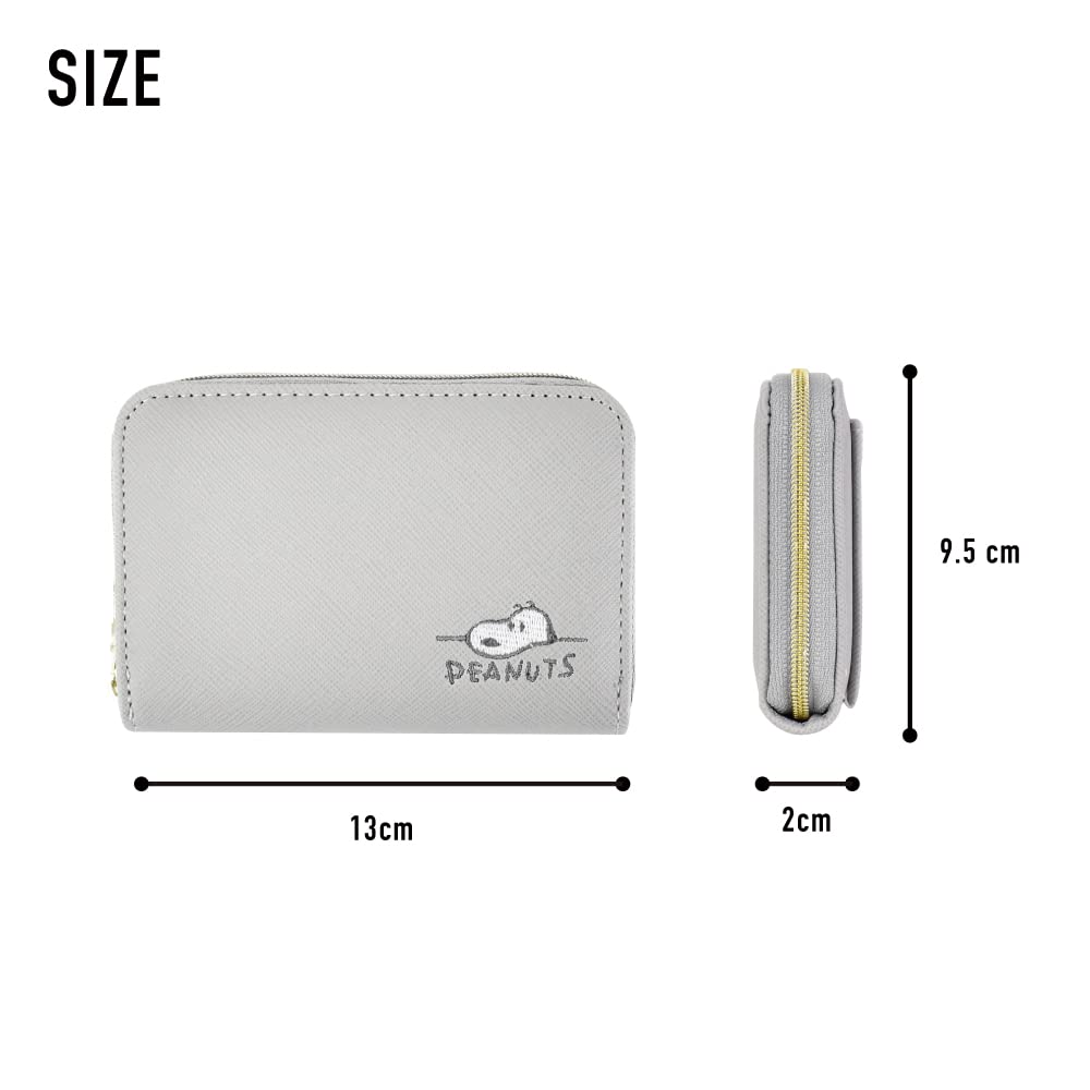 Чехол для монет, чехол для проездного на работу, синтетическая кожа, тисненая искусственная кожа, компактный разделитель, круглая молния с пропуском, серый snoopy0213 [Snoopy]