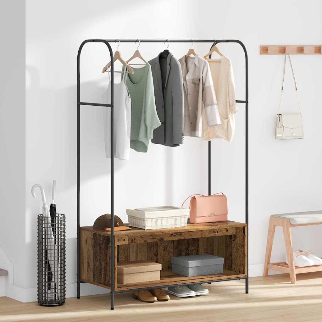 Coat Rack Brown Oak Look 100 x 44 x 160 cm