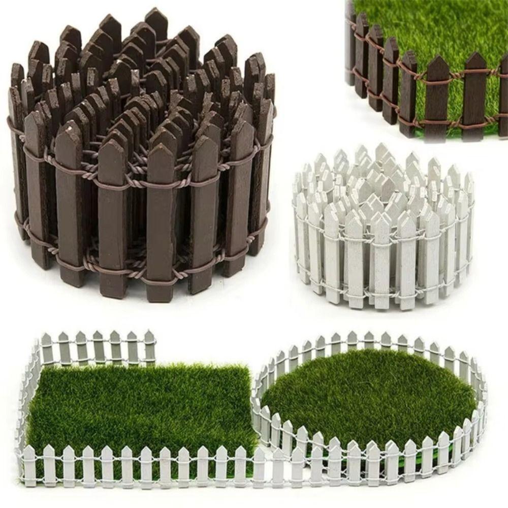 90x5cm Mini Fairy Garden Fence Natural Wood Miniature Picket Fence Indoor Courtyard