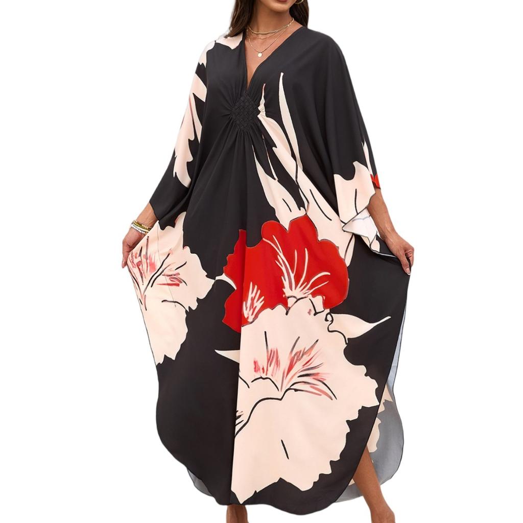 Women's Dress, Colorful Floral Prints, Vacation Loose Robe, Bikini, Sun-protective Smock