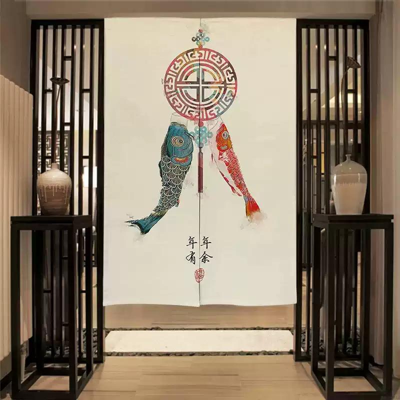 Chinese Half Door Curtain for Kitchen Bathroom Bedroom Partition Windproof Decorative Hanging Screen