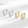 Minimalist European & American Style 18K Gold-Plated Zircon Hoop Earrings