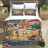 3pcs Bedding Set Classic Car Vintage Poster Home Textile Duvet Cover Pillow Case Boy Kid Teen Girl Bedding Covers Set