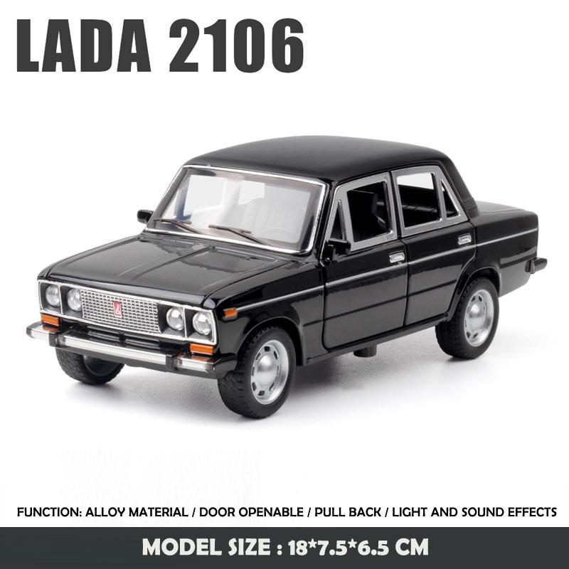Моделирование 1:24 LADA Винтажная модель автомобиля Литье под давлением Металлические игрушки Транспортные средства Звук и свет Дети Мальчики Подарочные миниатюры Voiture