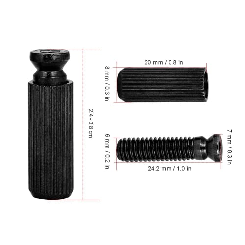 Adjustable Tremolo Anchor Studs, 8mm Electric Guitar Tremolo Bridge Stud Anchors, Floyd Rose Compatible (Black)