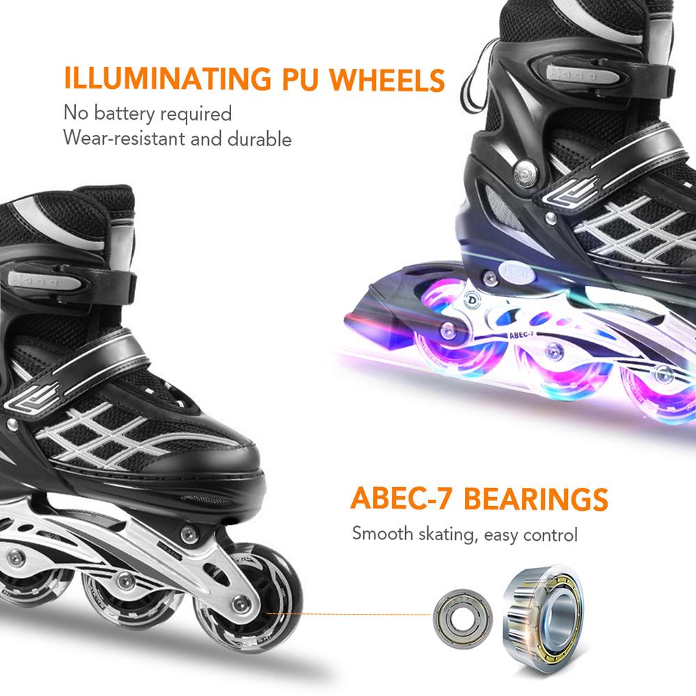 Роликовые коньки с регулируемой подсветкой и светящимися колесами для детей и молодежи.