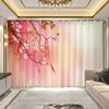 2Panel Peach Blossom Landscape Painting Curtain Chinese Curtain for Girls Bedroom Luxury Living Room Floor-to-ceiling Window