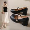 Mary Jane 2025 Spring and Summer New Women's Shoes with French Thick Heels Single Shoes Gentle Wind Skirt Single Shoes