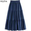 MOJTA Mid Skirt Spring Summer Women's Elastic High Waist Skirt A-line Skirt