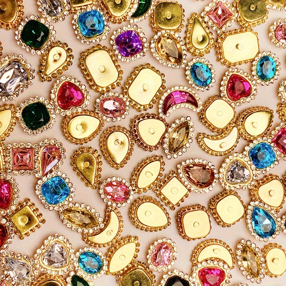 Набор из 50 шт. украшений из хрустальных страз смешанных цветов, металлические пришивные украшения с лапками для модной одежды, обуви, шляп, сумок, для DIY