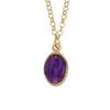[R5493] - Handcrafted Silver Necklace 'Virgin Mary' Golden Purple - 10x7 Mm