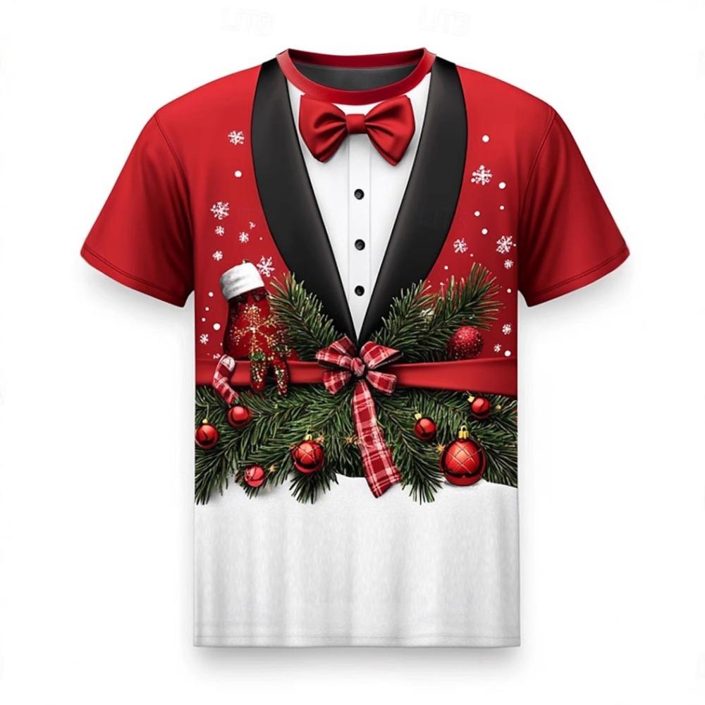 Рождественская футболка Мужская Принтованная Удобная С коротким рукавом Комфортная Универсальная Футболки Модная