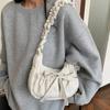 Popular Preppy Style Nylon Bow Hobo Bag Women Cute Pretty Pleated Shoulder Crossbody Bag Drawstring Exquisite Shoulder Bag