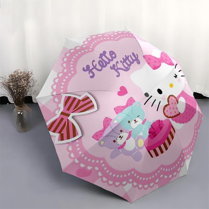 1 шт. Розовый зонт-сердечко Hello Kitty с пластиковой ручкой, подходит для всех сезонов, для дома, путешествий, на открытом воздухе, Sanlio382