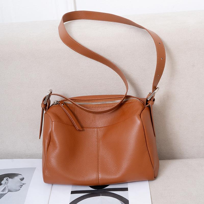 Genuine Leather Women's Bag Premium Sense Niche Shoulder Bag All-in-one Pillow Women's Commuter Underarm Bag Crossbody Bag