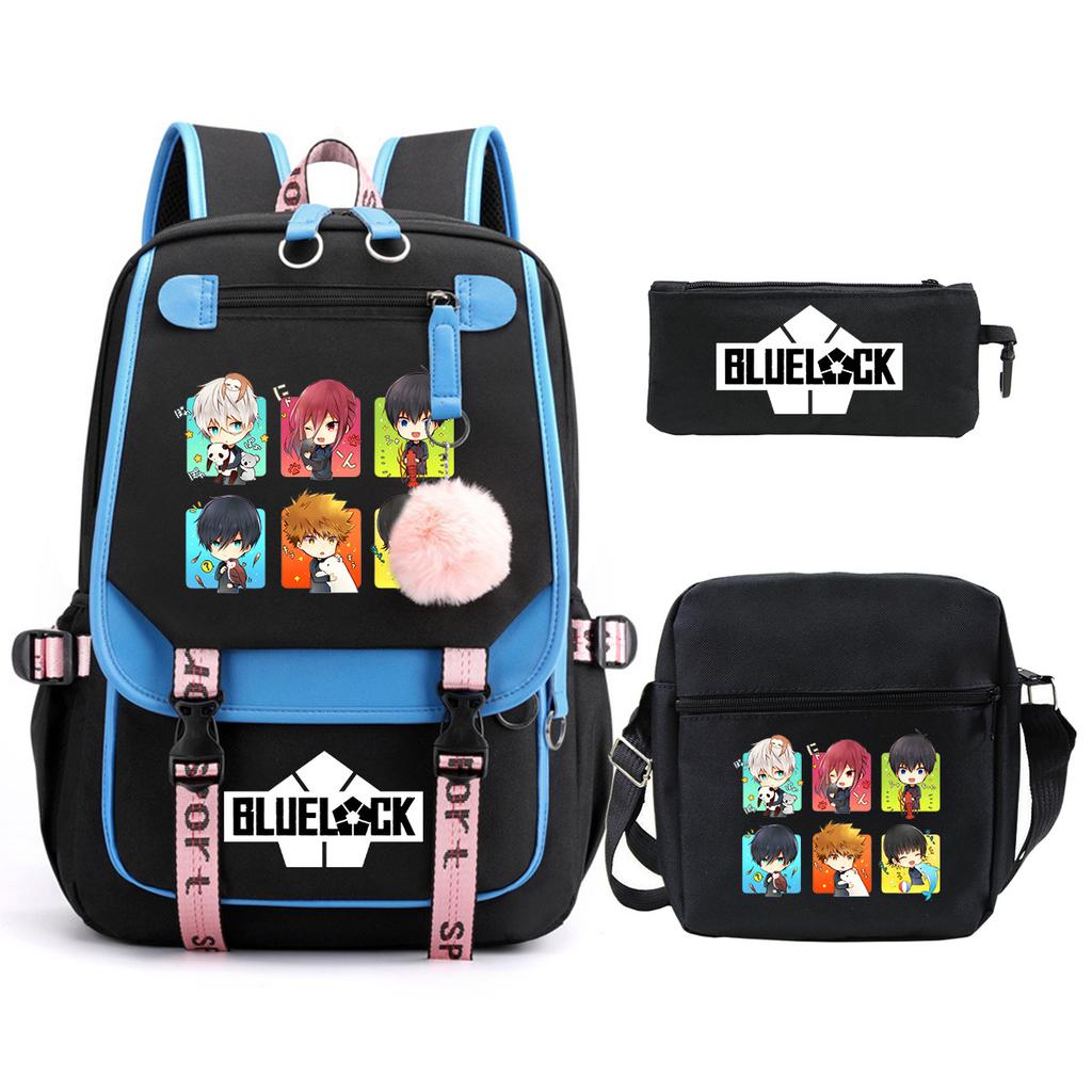 Trend Campus Primary And Secondary School Students Schoolbag Blue Prison Periphery Animation Backpack Pencil Bag
