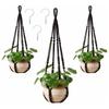 AKEIE Macrame Plant Hanger 3 Pack for Indoor Outdoor Wall Hanging Planter 3 Hooks Hanging Planter Basket Cotton Rope 100cm with Beads No Tassels