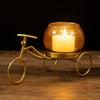 Decorative Gold Bicycle Tealight Candle Holder with Amber Glass Cup, Diwali Decoration Items, Home Décor Items, Christmas Décor