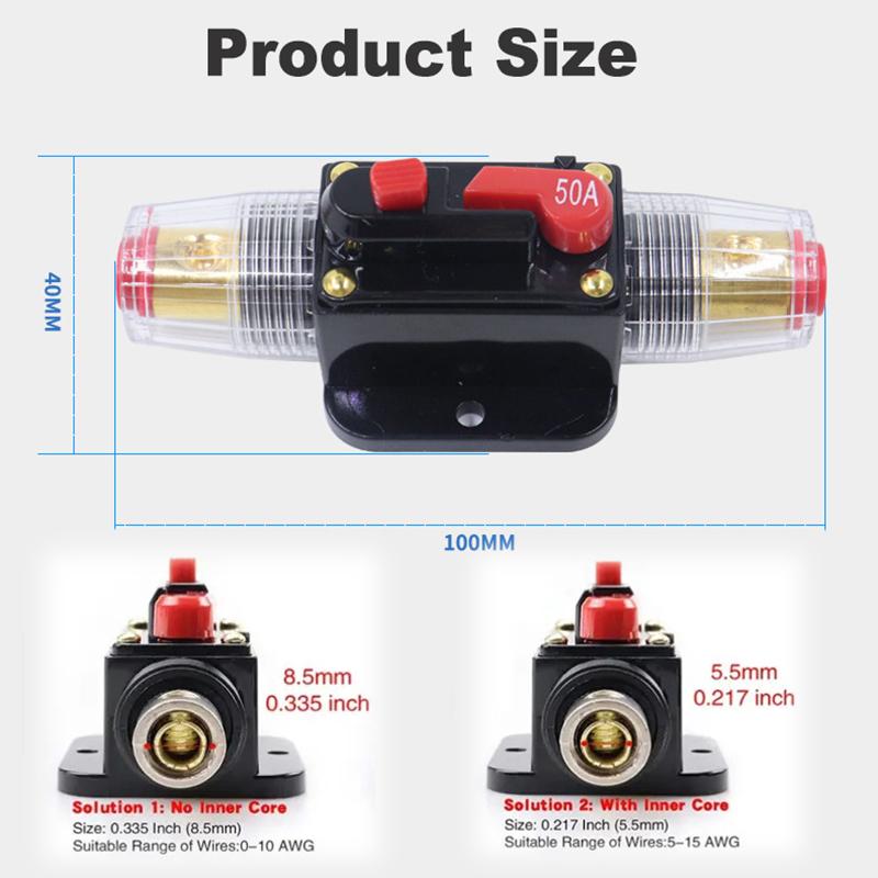 Car Circuit Breaker Fuse Reset 20A 30A 40A 50A 60A 80A 100A 150A Reset Fuse Car Boat Waterproof Marine Circuit Breaker Fuse Holders1