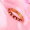 Women's Gold Plated Red Enamel Pearl Cuff Bracelet