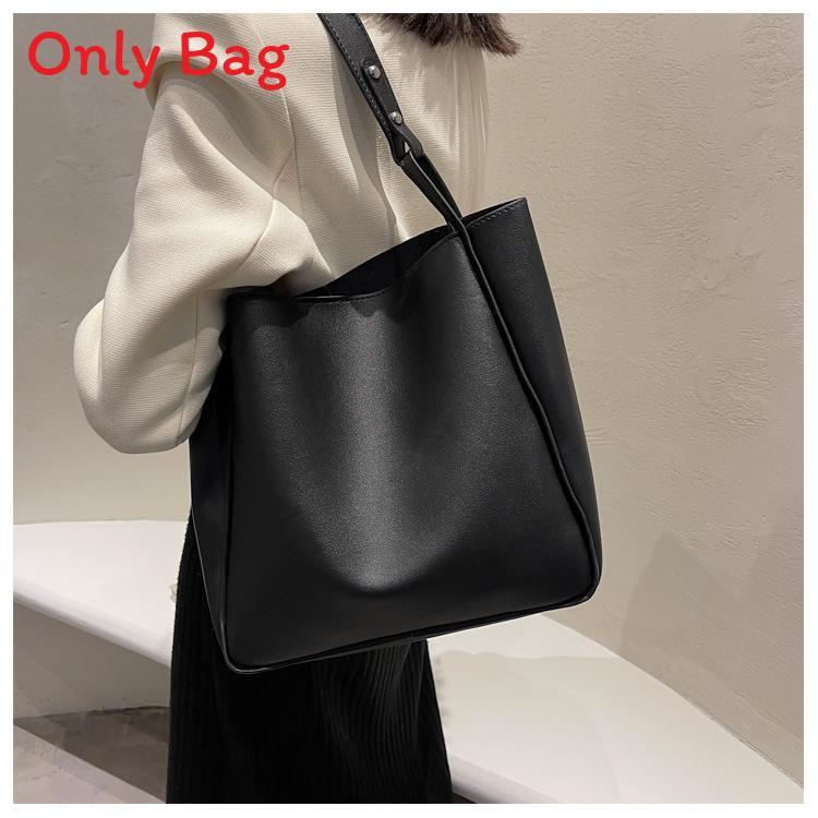 Minimalist Vintage Pu Bucket Bag With Magnetic Closure For Daily Use
