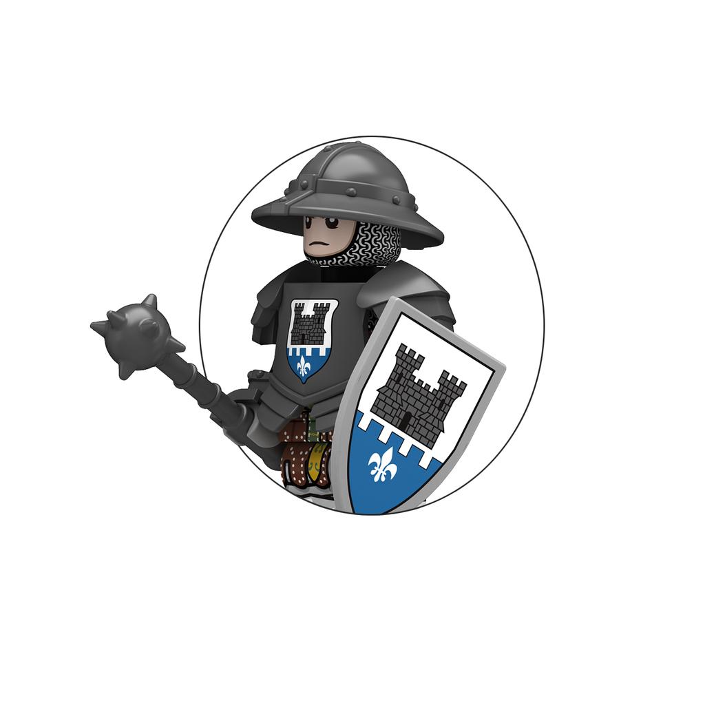 4 Styles Medieval Heraldry Heavy Armor Knight Brick Figures ABS Collectible Ornaments for Teen Adult Military Hobby Enthusiasts