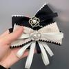 Imitation Pearl Camellia Bow Tie Corsage Brooch Black Simple Mourning Brooch Neckline Accessories Shirt Collar Pins