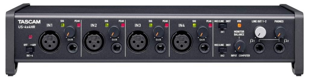 TASCAM High Resolution USB Interface Youtube Music Production Live Streaming DTM US-4X4HR 4Mic, 4IN/4OUT 24bit/192kHz Audio/MIDI