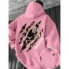 Comfort Warm Fleece Men Hoodie Tiger Scratch Graphic Never Give Up Slogan Back Print Outdoor Sports Casual Hooded Sweatshirt