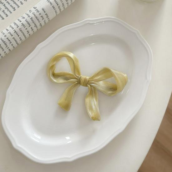 Girl Hairpin Pearlescent Luster Bowknot Decor Non-Slip Design Bangs Side Half-Tied Hair Clip Hair Accessories