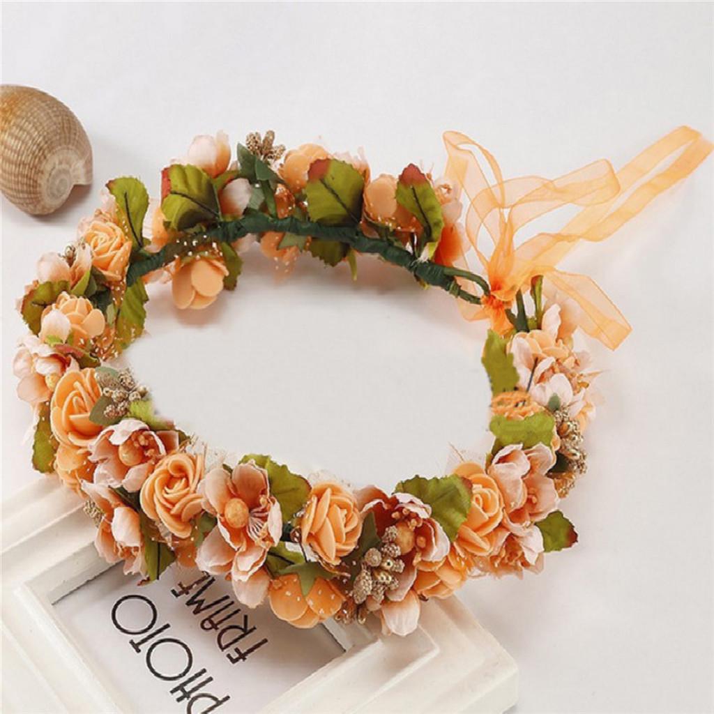 Women Bridal Flower Garland Headband Flower Crown Hair Wreath