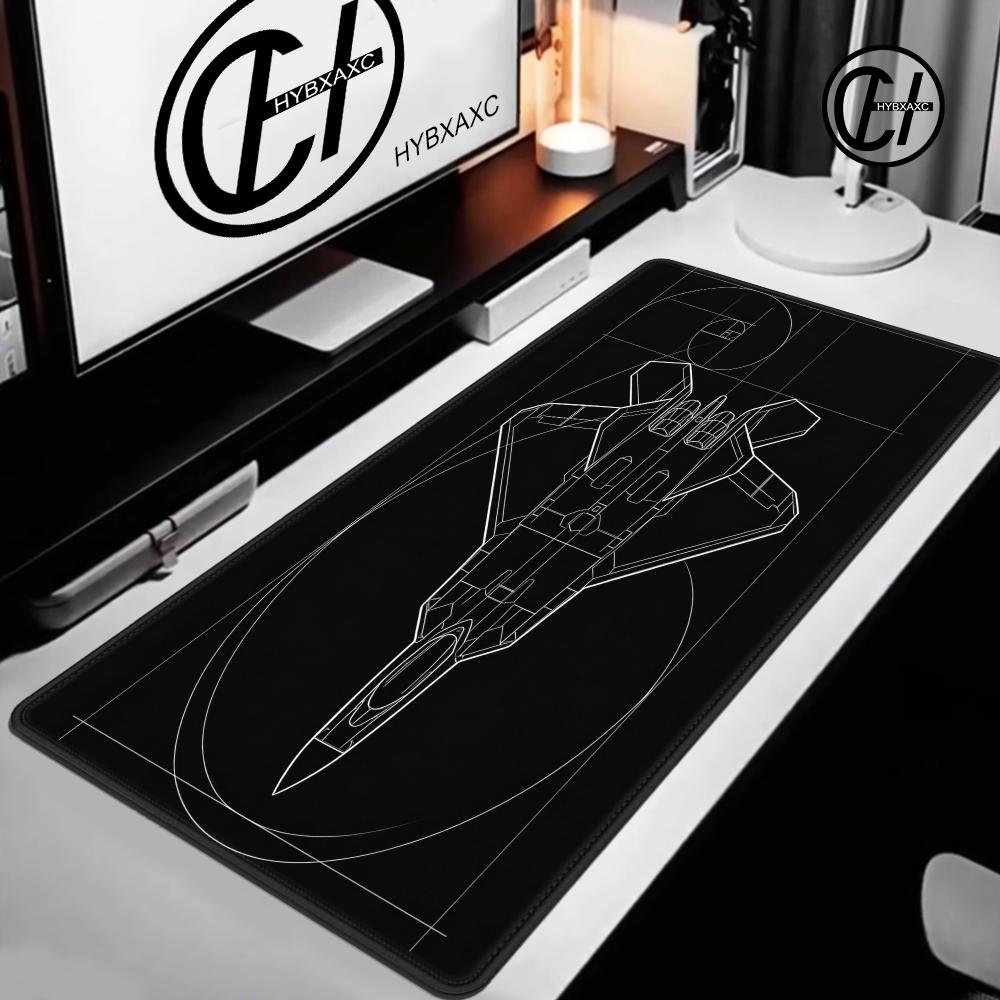 F22 Fighter Jet Blueprint Mouse Pad Large Computer Office Game Table Mat Rubber Antislip Gaming Keyboard Hybxaxc Long Desk Pad
