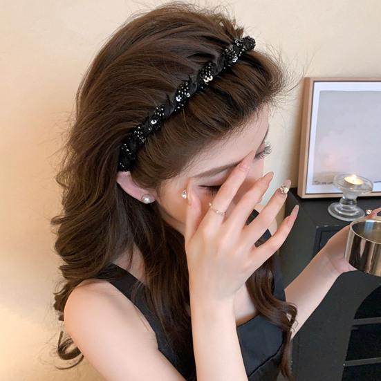 Summer Hair Hoop Beads Twist Decor Headband Anti-slip Teeth Face Slimming Lifting Headband Bridal Hair Accessories