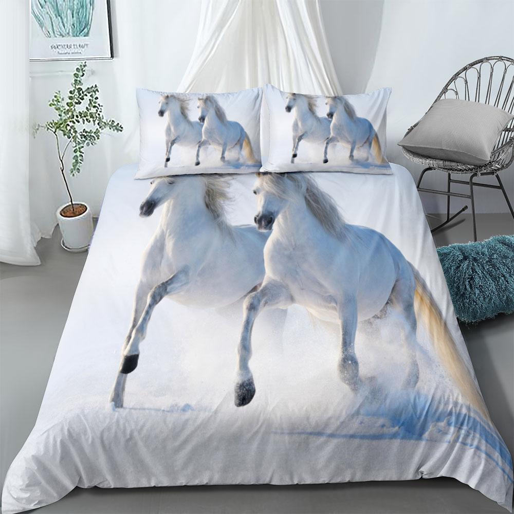 Комплект постельного белья Running Horse 3d King Queen Double Full Twin Single Size Комплект постельного белья