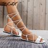Мода Новые Летние Женские Сандалии Женская Пляжная Обувь Zlah Женские Однотонные Ремешки На Щиколотке Квадратный Носок Вечерняя Обувь Сандалии с Перекрестными Ремешками