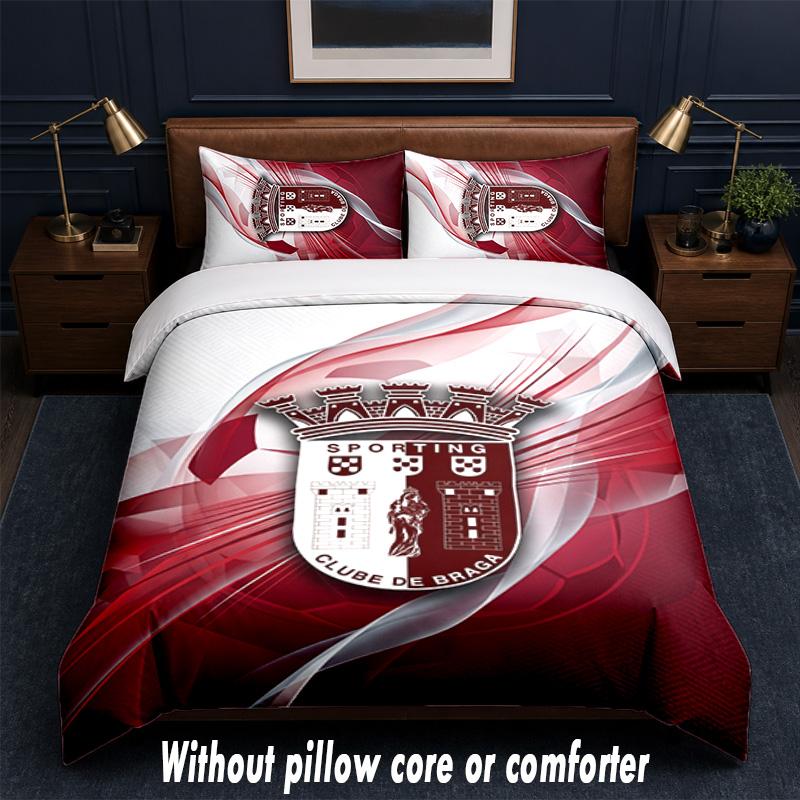 Braga FC Design Bed Bedding Set 1 Duvet Cover + 2 Pillowcases Soft Breathable Household Bed Linens