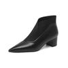 Cow Leather Sheep Suede Winter Pointed Toe Med Heels Modern Boots Women Slip On Ankle Boots
