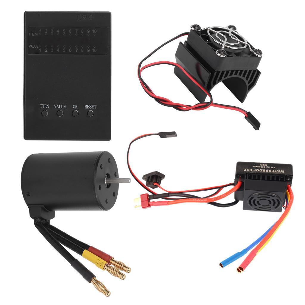 3650 3600KV Brushless Motor 60A ESC Programming Card Heat Sink Combo Set for 18 110 RC Car