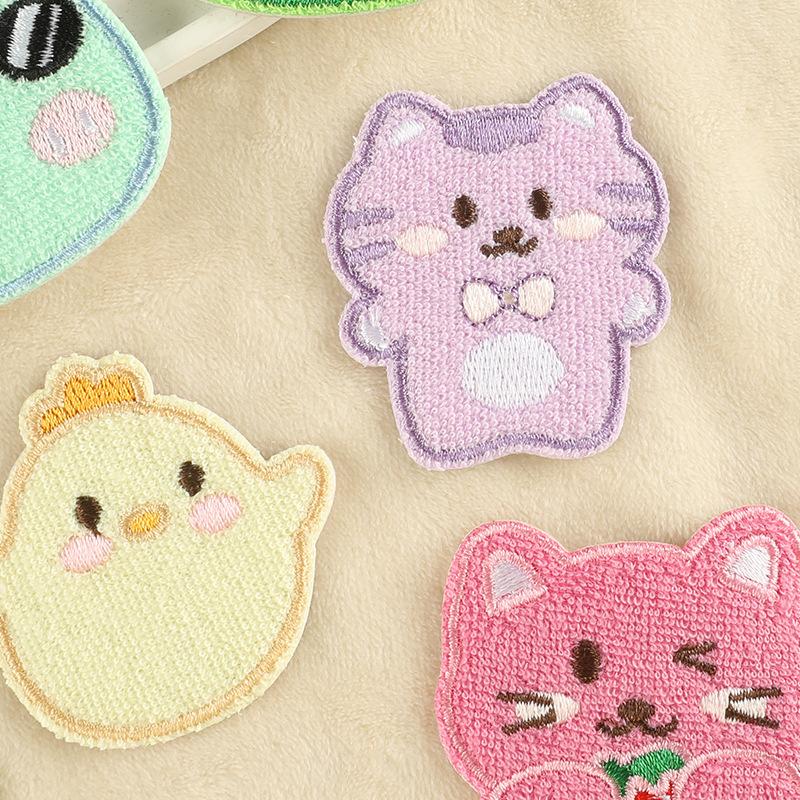Embroidery Label Embroidery Sticker Cartoon Animal Rabbit Frog Clothing Accessories Self-adhesive Patch Cloth Sticker