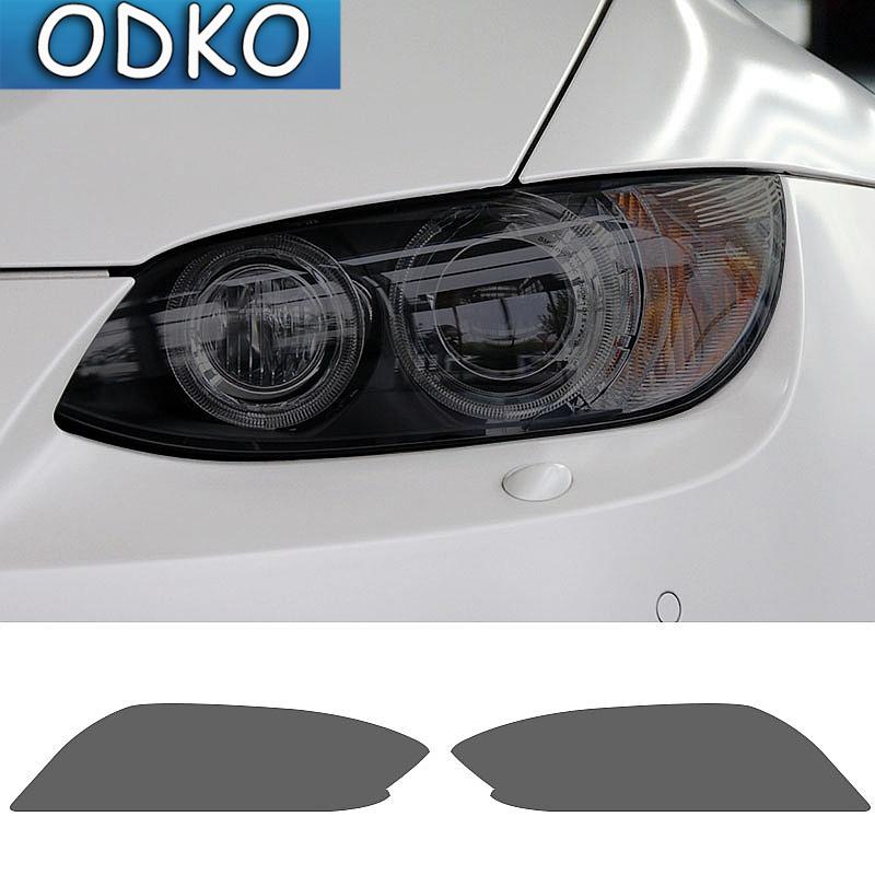 2 Pcs M Performance Car Headlight Protective Film Front Light Transparent Smoked Black TPU Sticker For BMW M3 E90 E92 E93 F80